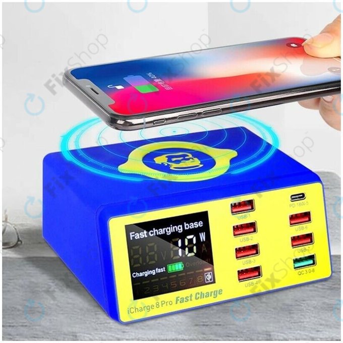 Mechanic iCharge 8 Pro - USB stanica za punjenje s USB-C, USB 3.0 i bežičnim punjačem