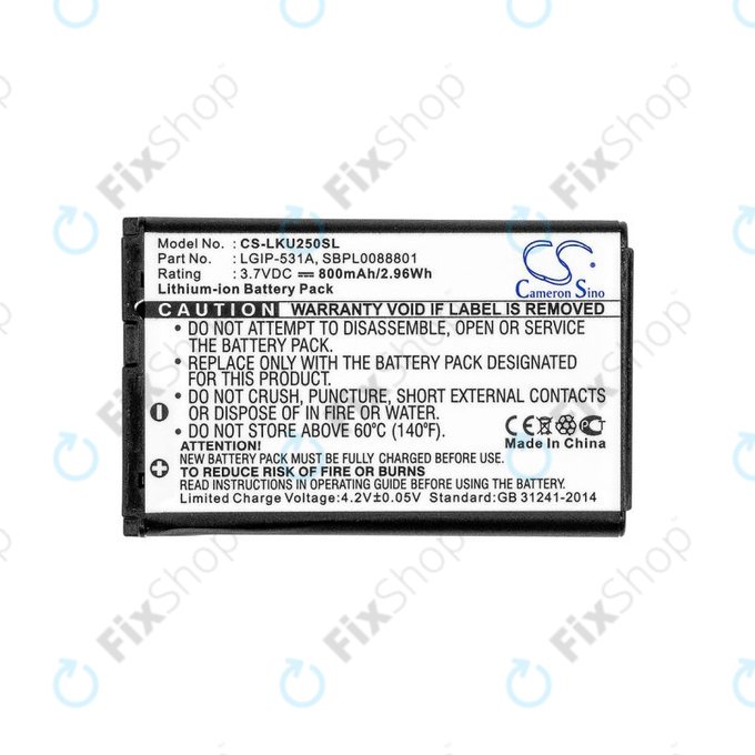 Baterija za LG T500, 800mAh, Li-Ion, 3.7V, LGIP-531A, HQ