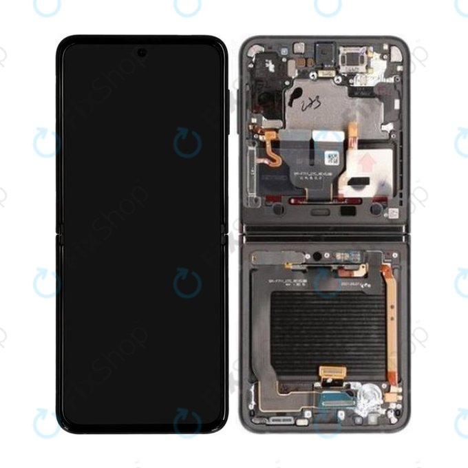 Samsung Galaxy Z Flip 3 F711B - LCD zaslon + zaslon osjetljiv na dodir + okvir (Phantom Black) - GH82-26273A, GH82-27243A, GH82-27244A Originalni servisni paket