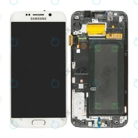 Samsung Galaxy S6 Edge G925F - LCD zaslon + zaslon osjetljiv na dodir + okvir (White Pearl) - GH97-17162B, GH97-17317B, GH97-17334B Originalni servisni paket
