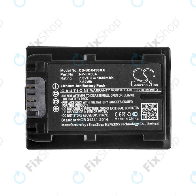 Baterija za Sony FDR-AX33, 40, 45, 53, 60, 700, P33, HDR-CX450, 625, 1030mAh, Li-Ion, 7.3V, NP-FV50A, HQ