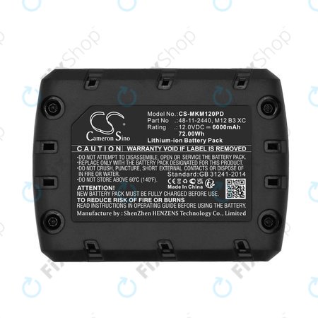 Baterija za Milwaukee M12 Redlithium XC 4.0, 6000mAh, Li-Ion, 12V, M12 B3 XC, M12 B4 XC, HQ