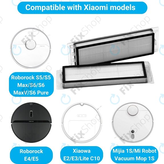 Xiaomi Roborock S5, S5 Max, S6, S6 MaxV, S6 Pure, E4, E5, Mijia 1S, Mi Robot Vacuum Mop 1S, Xiaowa E2, E3, Lite C10 - HEPA filter (2kom)