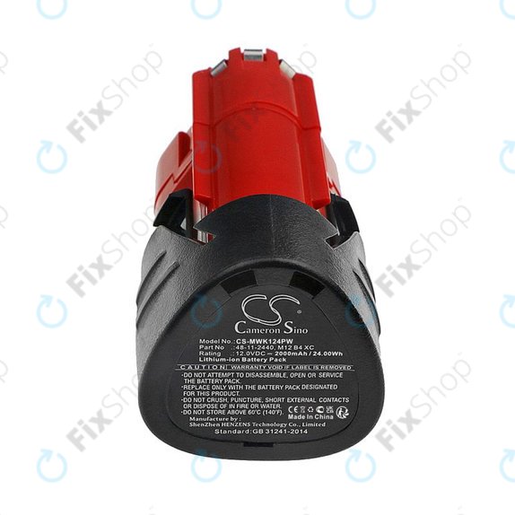 Baterija za Milwaukee M12 Redlithium XC 4.0, M12 B3 XC, M12 B4 XC, 2000mAh, Li-Ion, 12V, -, HQ