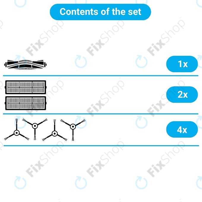 Set rezervnih dijelova za Tesla IQ400, IQ400 Plus, Sencor 6485BK (1x Glavna četka, 2x Filter, 4x Bočna četka)