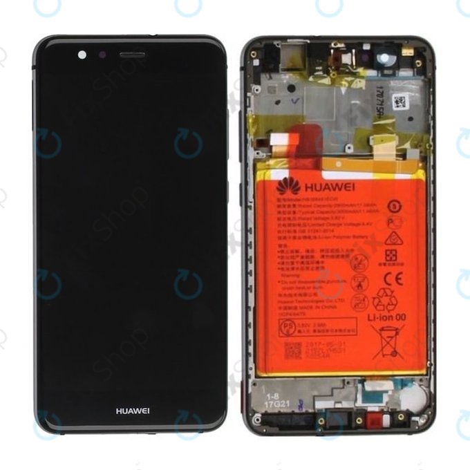 Huawei P10 Lite - LCD zaslon + zaslon osjetljiv na dodir + okvir + baterija (grafitno crna) - 02351FSG, 02351FSE