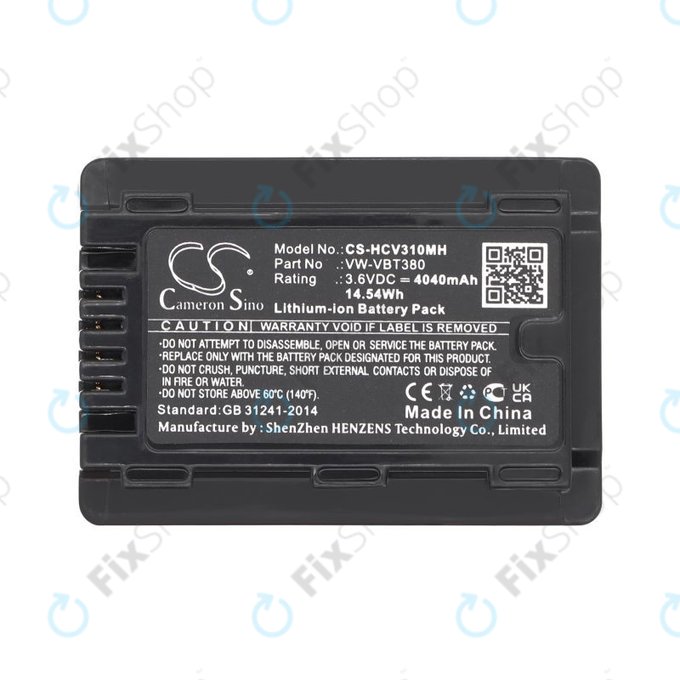 Baterija za Panasonic HC-550EB, 4040mAh, Li-Ion, 3.6V, VW-VBT380, HQ