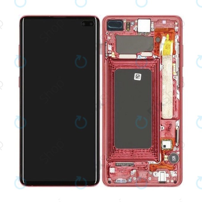 Samsung Galaxy S10 Plus G975F - LCD zaslon + zaslon osjetljiv na dodir + okvir (Cardinal Red) - GH82-18849H, GH82-18834H Originalni servisni paket