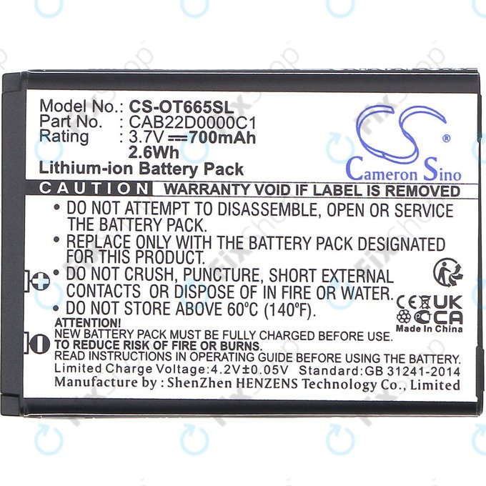 Baterija za Alcatel One Touch 2010D, 700mAh, Li-ion, 3.7V, CAB22D0000C1, HQ