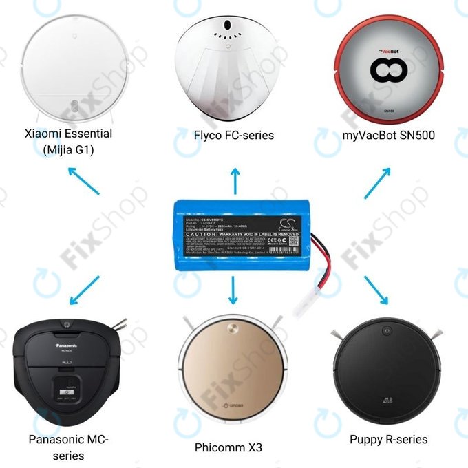 Xiaomi Mijia G1, Flyco FC-serija, myVacBot SN500, Panasonic MC-serija, Phicomm X3, Puppy R-serija - Baterija Li-026418 2600mAh HQ