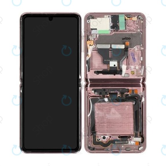 Samsung Galaxy Z Flip 5G F707B - LCD zaslon + zaslon osjetljiv na dodir + okvir (Mystic Bronze) - GH82-23351B Originalni servisni paket