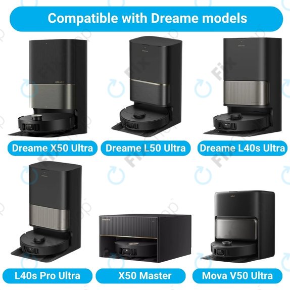 Set rezervnih dijelova za Dreame X50 Ultra, L50 Ultra, L40s Ultra, L40s Pro Ultra, X50 Master, Mova V50 (1 par glavnih četki, 2x Filter, 2x Bočna četka, 4x Krpa za brisanje, 2x Vrećica za prašinu)