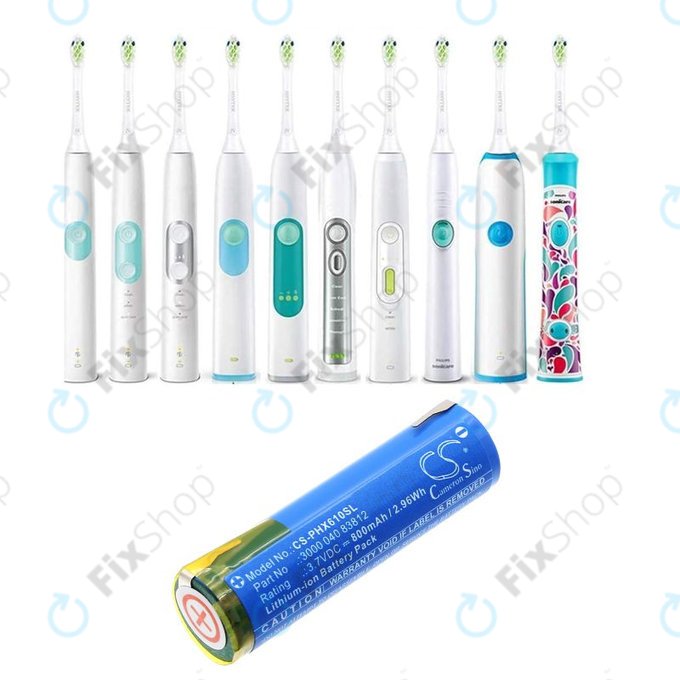 Baterija za Oral-B Genius X, Philips HX6100 Series, 800mAh, Li-Ion, 3.7V, 3000 040 83812, HQ