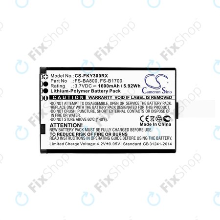 Baterija za Flysky FA605, FS-GT2B, FS-I10, 1600mAh, Li-Pol, 3.7V, FS-BA800, HQ