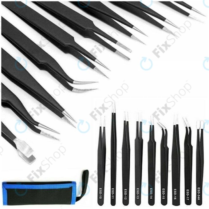 ESD Antistatički set pinceta od nehrđajućeg čelika 9u1