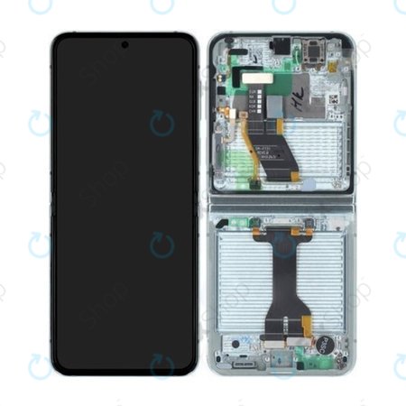 Samsung Galaxy Z Flip 5 F731B - LCD zaslon + zaslon osjetljiv na dodir + okvir (Mint) - GH82-31828D, GH82-31827D Genuine Service Pack