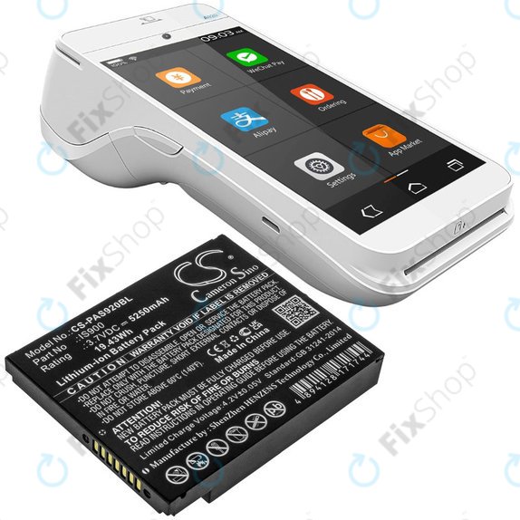 Baterija za Pax A920, A920c, 5250mAh, Li-Ion, 3.7V, IS900, HQ