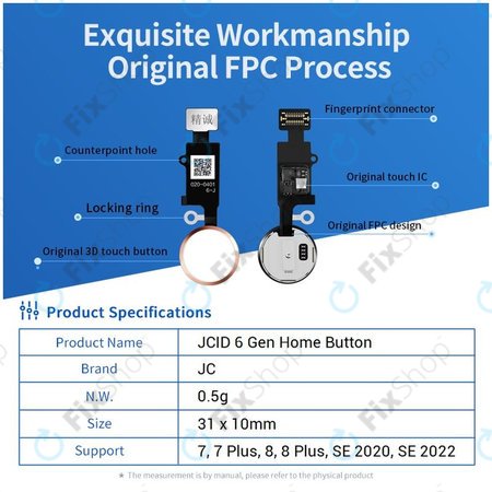 Apple iPhone 7, 7 Plus, 8, 8 Plus, SE (2020), SE (2022) - Tipka Home JCID 7 Gen (Rose Gold)