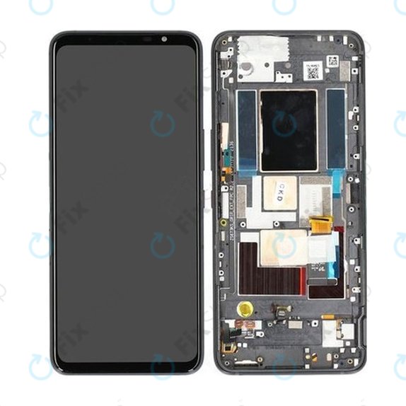 Asus ROG Phone 5s. 5s Pro ZS676KS - LCD zaslon + zaslon osjetljiv na dodir + okvir (crni) - 90AI0091-R20020 Originalni servisni paket