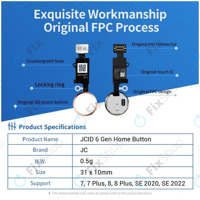 Apple iPhone 7, 7 Plus, 8, 8 Plus, SE (2020), SE (2022) - Tipka Home JCID 7 Gen (Svemirsko siva, crna)