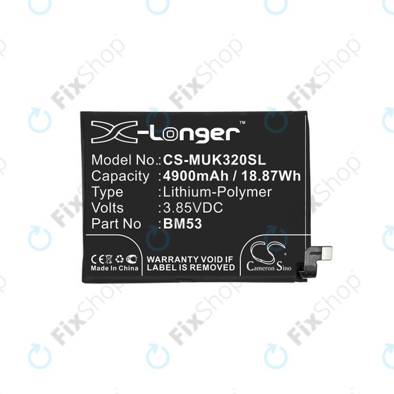 Baterija za  Xiaomi Mi 10T 5G M2007J3SY, 4900mAh, Li-Pol, 3.85 V, BM53, HQ