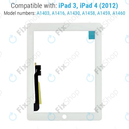 Apple iPad 3, iPad 4 - Zaslon osjetljiv na dodir (bijeli)