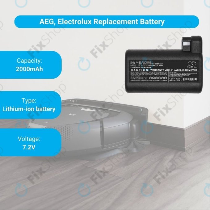 AEG RX-serija, Electrolux E, P-serija - Baterija S91-0400410-SU2, OSBP72LI, OSBP72LI25 3400mAh HQ