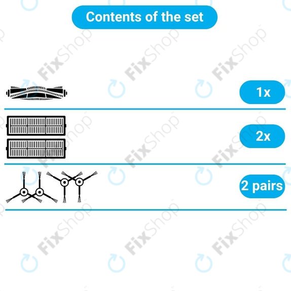 Set rezervnih dijelova za iRobot Roomba Combo 1138, Ecovacs Deebot Ozmo 930 (1x Glavna četka, 2x Filteri, 2 para bočnih četki)