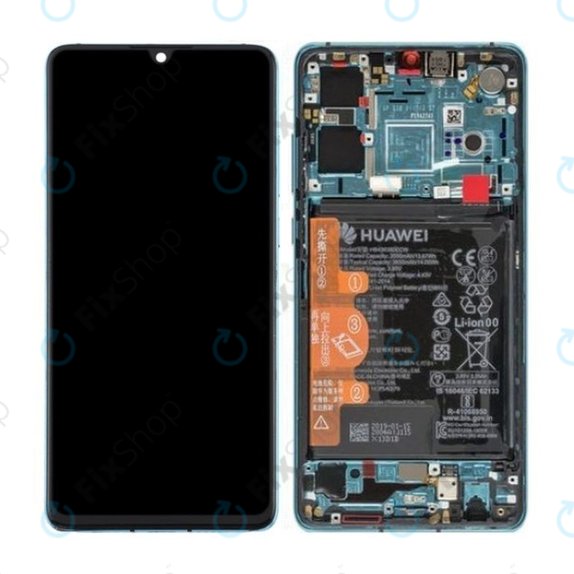 Huawei P30 - LCD zaslon + zaslon osjetljiv na dodir + okvir + baterija (Aurora Blue) - 02352NLN, 02354HRH, 02354HNJ Genuine Service Pack