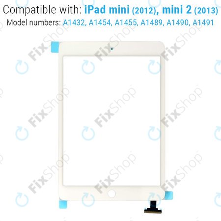 Apple iPad Mini, Mini 2 - Zaslon osjetljiv na dodir + IC konektor (bijeli)
