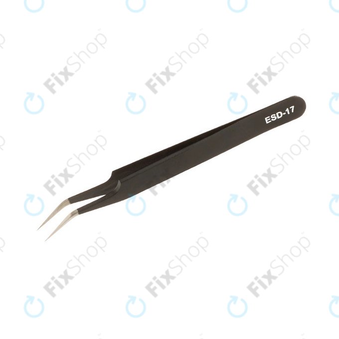 Vetus ESD-17 - Antistatička metalna pinceta sa zakrivljenim vrhom (115 mm)