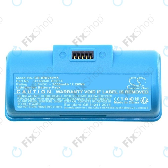 iRobot Braava Jet 240, 241, 244, 245, Mopping Robot - Baterija 4446040, BC674 Li-Ion 3.6V 2000mAh HQ