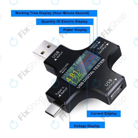 Eversame 2u1 - USB digitalni tester (s USB-C i USB 3.0)