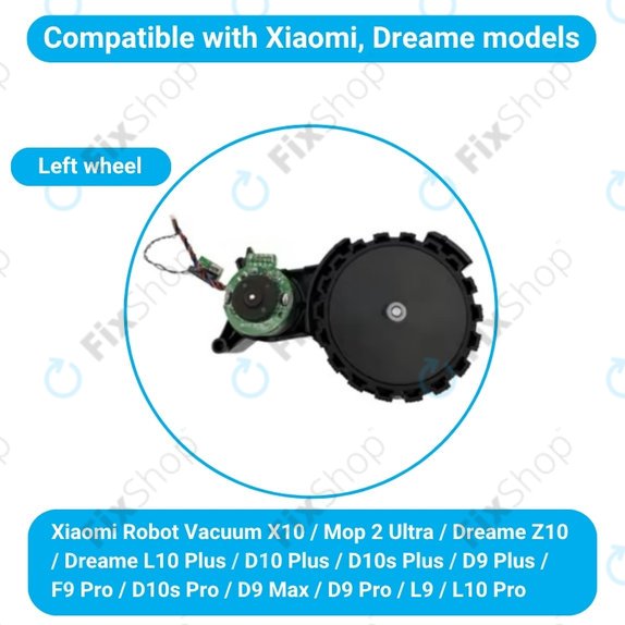 Xiaomi Robot Vacuum X10, Dreame Z10 Pro, L10 Plus, D10 Plus - Kotač s motorom (lijevo) (Crna)