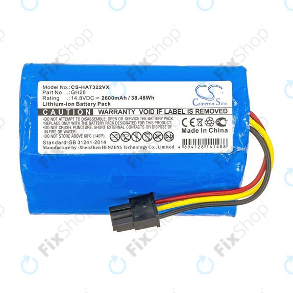 Baterija za Fomt R620c, Haier T322, J300s, Liectroux DH860, TCL S15, Tomefon, 2600mAh, Li-Ion, 14.8V, GH28, HQ