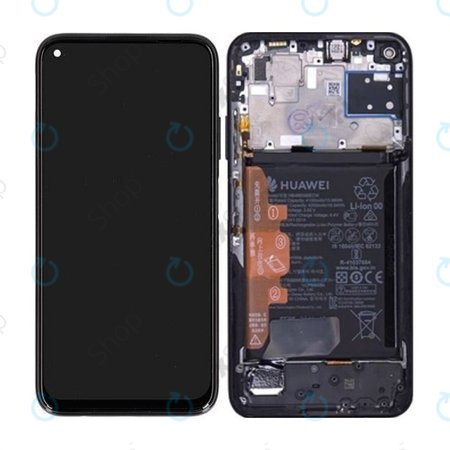 Huawei P40 lite - LCD zaslon + zaslon osjetljiv na dodir + okvir + baterija (ponoćno crna) - 02353KFU