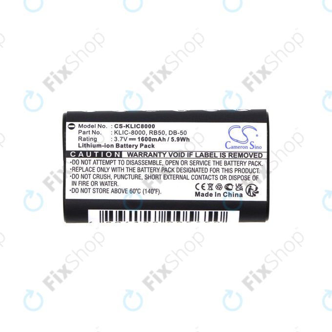 Baterija za Jay-Tech Jay-Cam I4800, Kodak Easyshare Z1012, 1600mAh, Li-Ion, 3.7V, KLIC-8000, HQ