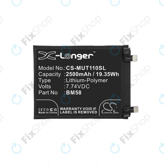 Baterija za  Xiaomi 11T Pro, 2500mAh, Li-Pol, 7.74 V, BM58, HQ