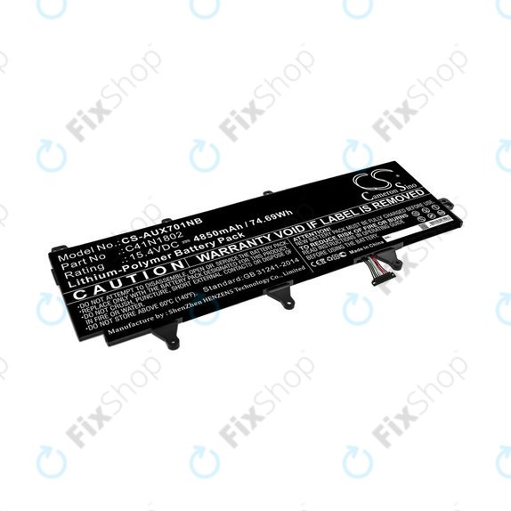 Baterija za Asus Zephyrus Gx701, Rog Zephyrus S Gx701, Rog Gx701, 4850mAh, Li-Pol, 15.4V, C41N1802, HQ
