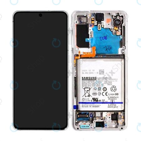 Samsung Galaxy S21 G991B - LCD zaslon + zaslon osjetljiv na dodir + okvir + baterija (Phantom White) - GH82-24716C, GH82-24718C Originalni servisni paket