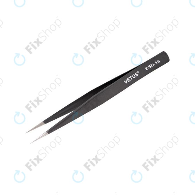 Vetus ESD-16 - Antistatička metalna pinceta s ravnim vrhom (128 mm)