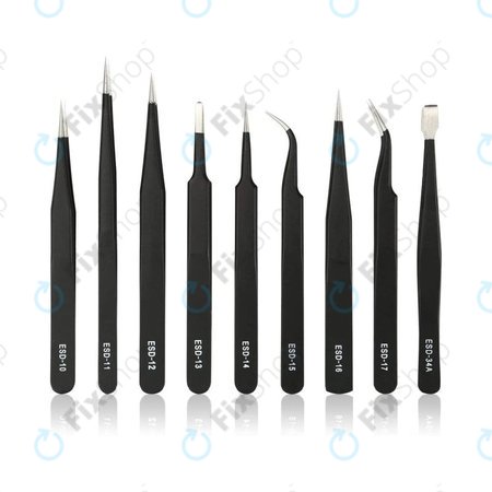 ESD Antistatički set pinceta od nehrđajućeg čelika 9u1