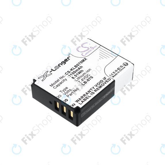 Baterija za Kodak PIXPRO S1, AZ651, AZ652, AZ901, 1150mAh, Li-Ion, 7.4V, LB-070, HQ
