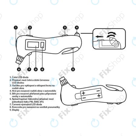 Extol Premium 8863050 Hitna pomoć - Mjerač tlaka u gumama 5u1