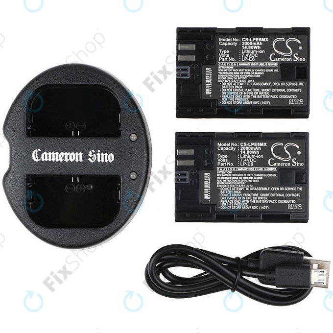 2 baterije s punjačem zaCanon EOS 5D Mark II, EOS 7D, 2000mAh, Li-Ion, 7.4V, LP-E6, HQ