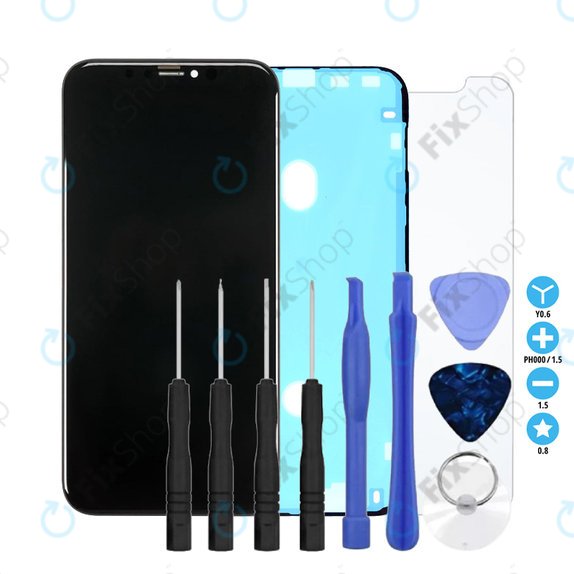 Zaslon In-Cell za iPhone XR, Dodirni ekran s okvirom, Ljepilo (Adhesive), Kaljeno staklo, Alati, FixPremium