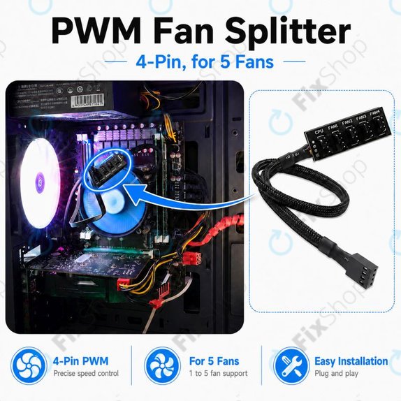 PWM razdjelnik za ventilatore, 4-pinski, 5-portni