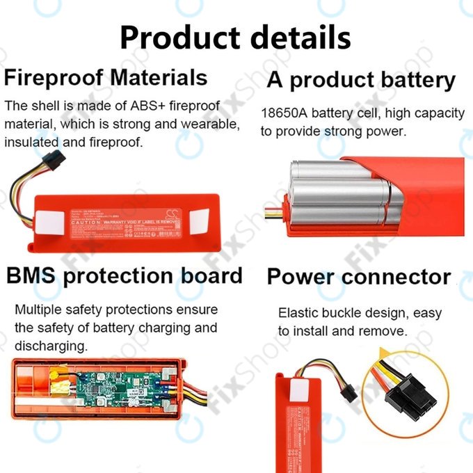 Xiaomi Roborock E-series, Q-series, S-series - Baterija BRR-2P4S-5200 Li-Ion 14.4V 5200mAh HQ