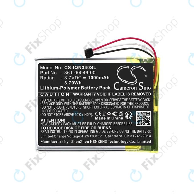 Baterija za Garmin Dash Cam 20, Nuvi 3400, 1000mAh, Li-Pol, 3.7V, 361-00046-00, HQ