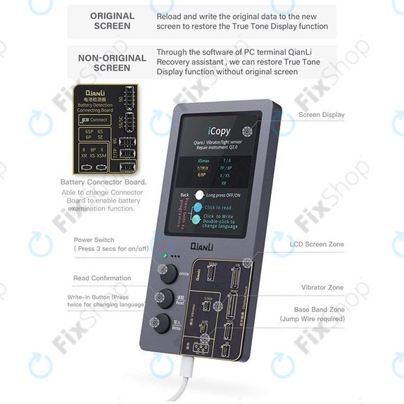 QianLi iCopy Plus 2.2 - True Tone, senzor svjetla, programator vibracija i tester baterije (iPhone 7 - 11 Pro Max)